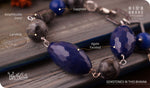 Load image into Gallery viewer, bhavaa Premium Gemstone Jewelry- Bracelet. Serene Indulgence Collection, Mark-1 | Gemstones: Blue Agate Faceted, Blue Sapphire Faceted, Grey Larvikite
