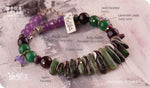 Load image into Gallery viewer, bhavaa Premium Gemstone Jewelry- Anklet. Soothing Vibrancy Collection, Mark-1 | Gemstones: Green Ruby Zoisite Faceted, Purple Jade Faceted, Green Jade Faceted, Lavender Jade, Green Zoisite, Purple Agate Faceted
