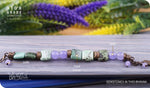 Load image into Gallery viewer, bhavaa Premium Gemstone Jewelry- Bracelet. Soothing Vibrancy Collection, Mark-1 | Gemstones: Green Opal, Purple Jade Faceted
