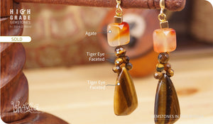 bhavaa Premium Gemstone Jewelry- Necklace. Vivacious Charm Collection, Mark-1 | Gemstones: Orange Agate Faceted, Tiger Eye