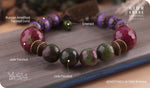 Load image into Gallery viewer, bhavaa Premium Gemstone Jewelry- Bracelet. Soothing Vibrancy Collection, Mark-1 | Gemstones: Green Jade Faceted, Green Emerald, Purple Russian Amethyst Faceted (rare)
