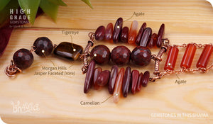 bhavaa Premium Gemstone Jewelry- Bracelet.  Products Rustic Elegance Collection, Mark-1 | Gemstones: Brown Morgan Hills Jasper Faceted, Tigereye, Agate, Orange Agate, Carnelian