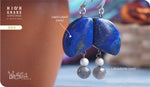 Load image into Gallery viewer, bhavaa Premium Gemstone Jewelry- Earrings. Vivacious Charm Collection, Mark-1 | Gemstones: Lapis Lazuli, Labradorite
