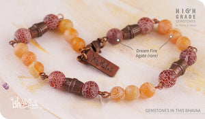 bhavaa Premium Gemstone Jewelry- Anklet. Rustic Elegance Collection, Mark-2 | Gemstones: Brown Dream Fire Agate, Orange Dream Fire Agate