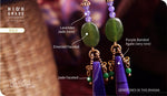 Load image into Gallery viewer, bhavaa Premium Gemstone Jewelry- Earrings. Soothing Vibrancy Collection, Mark-2 | Gemstones: Purple Banded Agate, Lavender Jade, Green Jade Faceted, Green Agate Faceted.
