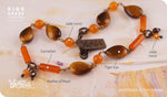 Load image into Gallery viewer, bhavaa Premium Gemstone Jewelry- Anklet. Rustic Elegance Collection, Mark-1 | Gemstones: Mother of Pearl, Tiger Eye, Orange Jade
