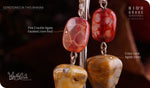 Load image into Gallery viewer, bhavaa Premium Gemstone Jewelry- Earrings. Vivacious Charm Collection, Mark-1 | Gemstones: Pink Fire Crackle Agate Faceted, Yellow Crazy Lace Agate
