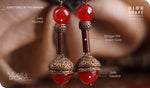 Load image into Gallery viewer, bhavaa Premium Gemstone Jewelry- Earrings. Coy Radiance Collection, Mark-1 | Gemstones: Red Jade Faceted, Red Morgan Hill Jasper
