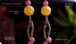 Load image into Gallery viewer, bhavaa Premium Gemstone Jewelry- Earrings. Vivacious Charm Collection, Mark-1 | Gemstones: Pink Morganite, Yellow Fire Crackle Agate Faceted
