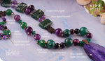 Load image into Gallery viewer, bhavaa Premium Gemstone Jewelry- Necklace. Soothing Vibrancy Collection, Mark-1 | Gemstones: Purple Druzy Agate, Green Dragon Veins Agate, Green Jade Faceted, Green Onyx Agate Faceted, Purple Onyx Agate Faceted, Purple Stripe Agate Faceted, Purple Agate Faceted, Purple Agate, Amethyst Faceted
