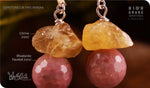 Load image into Gallery viewer, bhavaa Premium Gemstone Jewelry- Earrings. Vivacious Charm Collection, Mark-1 | Gemstones: Rhodonite Faceted, Citrine Quartz
