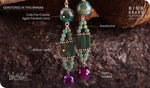 Load image into Gallery viewer, bhavaa Premium Gemstone Jewelry- Earrings. Soothing Vibrancy Collection, Mark-1| Gemstones: Purple Agate Faceted, Green African Jade, Green Crab Fire Crackle Agate, Aventurine
