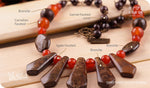 Load image into Gallery viewer, bhavaa Premium Gemstone Jewelry- Necklace. Rustic Elegance Collection, Mark-1 | Gemstones: Brown Bronzite, Bronzite, Garnet, Carnelian 
