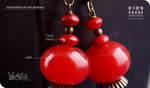 Load image into Gallery viewer, bhavaa Premium Gemstone Jewelry- Earrings. Coy Radiance Collection, Mark-2 | Gemstones: Red Jade, Red Coral
