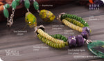 Load image into Gallery viewer, bhavaa Premium Gemstone Jewelry- Necklace. Soothing Vibrancy Collection, Mark-1 | Gemstones: Green Fire Crackle Agate, Green Aventurine, Peridot, Jade Faceted, Sea Sediment Jasper, Lemon Jade, Purple Charoite
