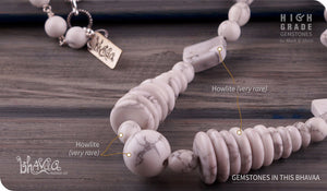 bhavaa Premium Gemstone Jewelry- Necklace. Subtle Luster Collection, Mark-1 | Gemstones: White Natural Howlite