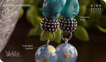 Load image into Gallery viewer, bhavaa Premium Gemstone Jewelry- Earrings. Serene Indulgence Collection, Mark-2 | Gemstones: Blue Turquoise, Grey Crab Agate Faceted 
