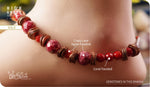 Load image into Gallery viewer, bhavaa Premium Gemstone Jewelry- Anklet. Coy Radiance Collection, Mark-1 | Gemstones: Red Agate, Red Crazy Lace Agate, Red Garnet, Coral
