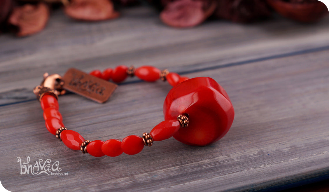 bhavaa Premium Gemstone Jewelry- Bracelet. Coy Radiance Collection, Mark-1 | Gemstones: Red Coral