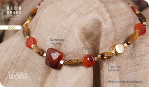 bhavaa Premium Gemstone Jewelry- Anklet. Rustic Elegance Collection, Mark-1 | Gemstones: Brown Tiger Eye, Orange Carnelian