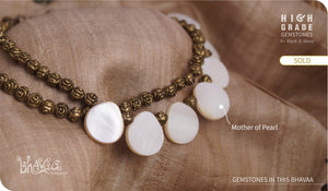 bhavaa Premium Gemstone Jewelry- Anklet. Subtle Luster Collection, Mark-2 | Gemstones: White Mother of Pearl