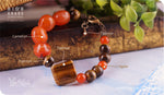 Load image into Gallery viewer, bhavaa Premium Gemstone Jewelry- Bracelet. Rustic Elegance Collection, Mark-2 | Gemstones: Orange Carnelian, Orange Agate, Brown Tigereye
