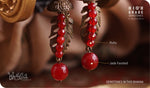 Load image into Gallery viewer, bhavaa Premium Gemstone Jewelry- Earrings. Coy Radiance Collection, Mark-2 | Gemstones: Red Jade Faceted, Ruby
