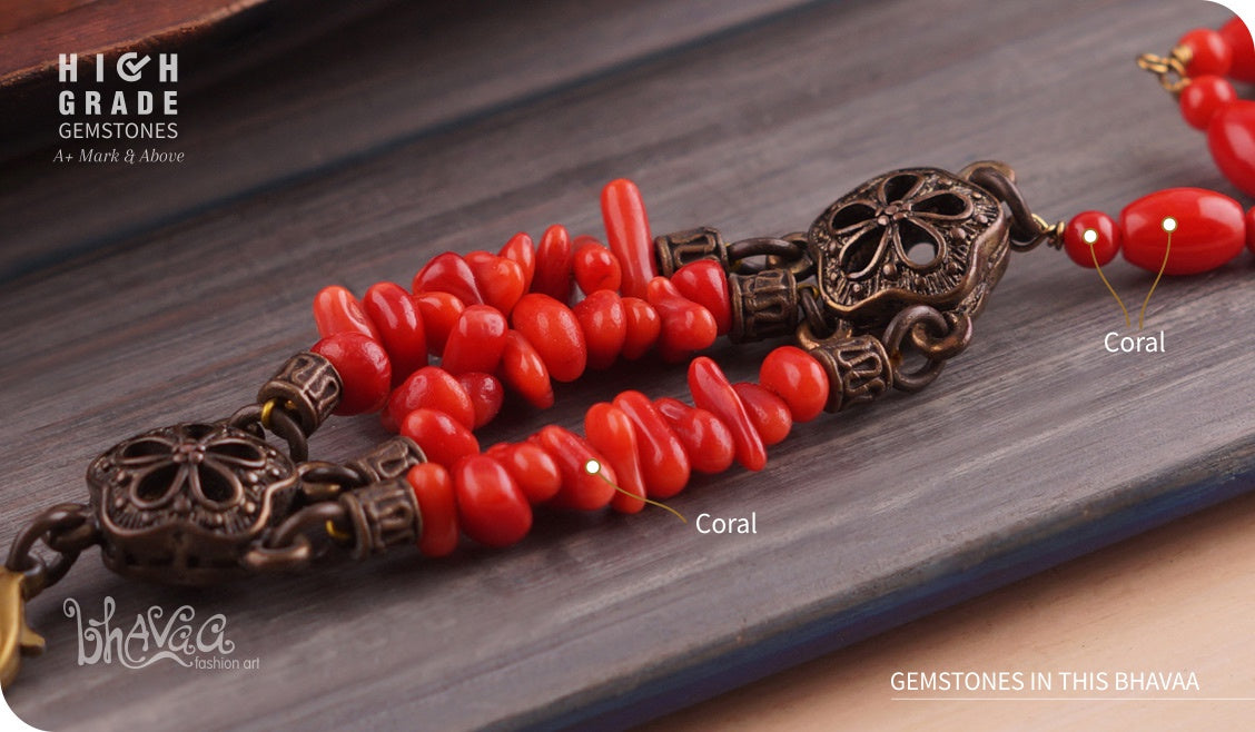 bhavaa Premium Gemstone Jewelry- Bracelet. Coy Radiance Collection, Mark-2 | Gemstones: Red Coral