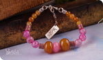 Load image into Gallery viewer, bhavaa Premium Gemstone Jewelry- Bracelet. Vivacious Charm Collection, Mark-2 | Gemstones: Pink Agate Faceted, Pink Dragon Veins Agate, Yellow Dragon Veins Agate,  Pink Rhodonite 
