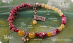 Load image into Gallery viewer, bhavaa Premium Gemstone Jewelry- Anklet. Vivacious Charm Collection, Mark-2 | Gemstones: Pink Magnesite, Pink Fire Crackle Agate, Pink Quartz, Yellow Agate Faceted, Yellow Jade Faceted
