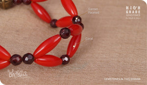 bhavaa Premium Gemstone Jewelry- Bracelet. Coy Radiance Collection, Mark-2 | Gemstones: Garnet Faceted, Red Coral 