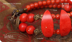 bhavaa Premium Gemstone Jewelry- Bracelet. Coy Radiance Collection, Mark-1 | Gemstones: Red Turquoise, Red Coral