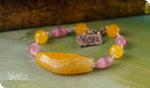 Load image into Gallery viewer, bhavaa Premium Gemstone Jewelry- Bracelet. Vivacious Charm Collection, Mark-1 | Gemstones: Pink Mexican Opal, Yellow South American Topaz Faceted, Yellow Dragon Veins Agate
