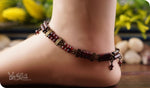 Load image into Gallery viewer, bhavaa Premium Gemstone Jewelry- Anklet. Coy Radiance Collection, Mark-1 | Gemstones: Red Morgan Hill Jasper, Red Garnet 
