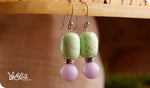 Load image into Gallery viewer, bhavaa Premium Gemstone Jewelry- Earrings. Soothing Vibrancy Collection, Mark-2 | Gemstones: Green Turquoise, Purple Agate Faceted 
