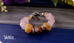 Load image into Gallery viewer, bhavaa Premium Gemstone Jewelry- Bracelet. Vivacious Charm Collection, Mark-1 | Gemstones: Pink Rose Quartz Faceted, Yellow Opal Faceted, Yellow Agate Faceted
