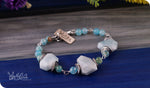 Load image into Gallery viewer, bhavaa Premium Gemstone Jewelry- Bracelet. Serene Indulgence Collection, Mark-2 | Gemstones: Blue Aquamarine Faceted, Blue Dragon Veins Agate
