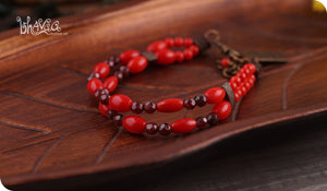 bhavaa Premium Gemstone Jewelry- Bracelet. Coy Radiance Collection, Mark-1 | Gemstones: Garnet, Red Coral