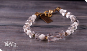 bhavaa Premium Gemstone Jewelry- Bracelet. Subtle Luster Collection, Mark-2 | Gemstones: White Crystal Quartz, White Agate