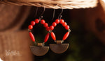 Load image into Gallery viewer, bhavaa Premium Gemstone Jewelry- Earrings. Coy Radiance Collection, Mark-2 | Gemstones: Red Coral Faceted, Red Coral
