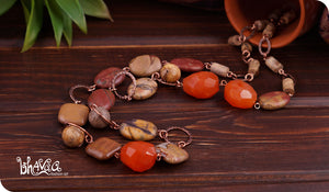 bhavaa Premium Gemstone Jewelry- Necklace. Rustic Elegance Collection, Mark-1 | Gemstones:  Brown Picasso Jasper, Brown Picture Jasper, Brown Imperial Jasper, Orange Carnelian