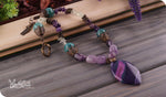 Load image into Gallery viewer, bhavaa Premium Gemstone Jewelry- Necklace. Soothing Vibrancy Collection, Mark-1 | Gemstones: Green Crab Fire Crackle Agate Faceted, Prehnite, Amethyst, Purple Druzy Geode Agate
