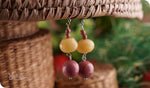 Load image into Gallery viewer, bhavaa Premium Gemstone Jewelry- Earrings. Vivacious Charm Collection, Mark-2 | Gemstones: Pink Rhodonite, Yellow Jade Faceted 
