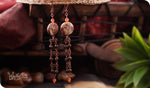 Load image into Gallery viewer, bhavaa Premium Gemstone Jewelry- Earrings. Rustic Elegance Collection, Mark-2 | Gemstones: Snowflake Jasper, Orange South American Topaz Faceted, Brown Rainbow Rhyolite
