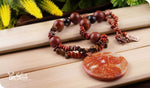 Load image into Gallery viewer, bhavaa Premium Gemstone Jewelry- Necklace. Rustic Elegance Collection, Mark-1 | Gemstones: Orange Fire Crackle Agate, Brown Jasper, Tiger Eye, Brown Agate Faceted, Brown Picasso Jasper
