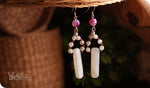 Load image into Gallery viewer, bhavaa Premium Gemstone Jewelry- Earrings. Soothing Vibrancy Collection, Mark-1 | Gemstones: Prehnite Faceted, White Jade, Purple Banded Agate Faceted, Purple Garnet
