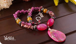 Load image into Gallery viewer, bhavaa Premium Gemstone Jewelry- Necklace. Vivacious Charm Collection, Mark-1 | Gemstones: Pink Crab Fire Crackle Agate, Pink Fire Crackle Agate Faceted, Pink Rhodochrosite, Pink Rhodonite Faceted, Yellow Fire Crackle Agate, Pink Mangesite, Jade
