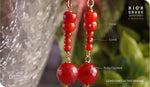 Load image into Gallery viewer, bhavaa Premium Gemstone Jewelry- Earrings. Coy Radiance Collection, Mark-2 | Gemstones: Red Coral, Ruby Faceted 
