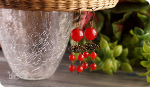 bhavaa Premium Gemstone Jewelry- Earrings. Coy Radiance Collection, Mark-2 | Gemstones: Red Jade Faceted