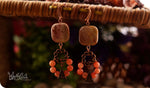 Load image into Gallery viewer, bhavaa Premium Gemstone Jewelry- Earrings. Rustic Elegance Collection, Mark-2 | Gemstones: Brown Imperial Jasper, Orange Jasper
